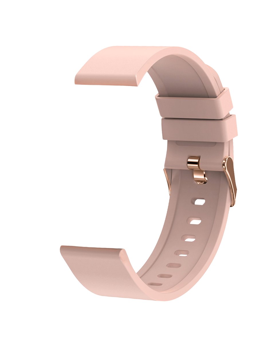 Bizoule Siliconen Bandje 18mm -Roze met Rose-gouden Gesp - voor Smartwatch Divina Belle