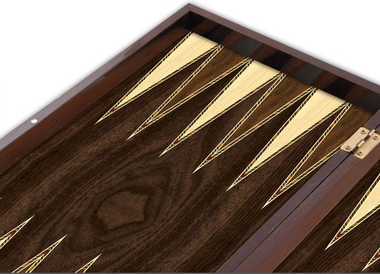 Backgammon & Dammen - Turks Tavla & Dam - Kleur Polyester Antiek Okkernoot van SNAKE EYES. — afbeelding 4