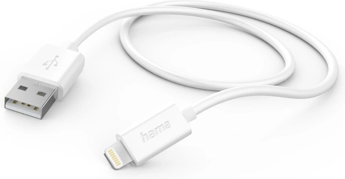 Hama USB-laadkabel - USB-A naar lightning - USB naar Apple Lightning - 1 meter - Geschikt voor Smartphone en Tablet - Wit