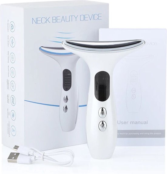 EVERFUZE - Appareil Lifting - Nettoyant Visage Acné/Comédons - Appareil de Rajeunissement de la Peau Lampe LED - Anti Rides - Chaleur - Wit - Massage Électrique
