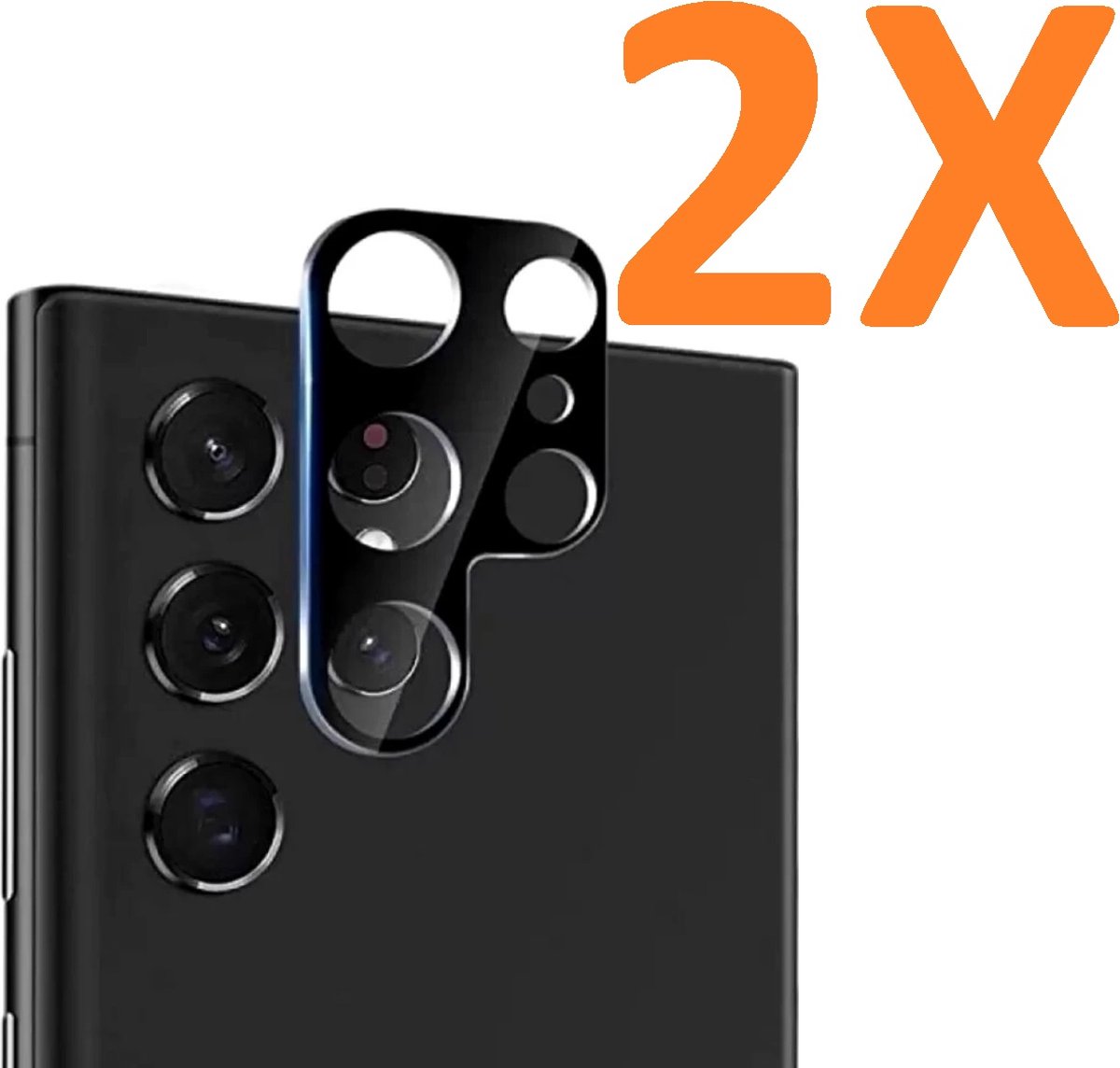 Camera Lens Glass Protector - beschermer Geschikt voor: Samsung Galaxy S23 Ultra - Zwart - 2x