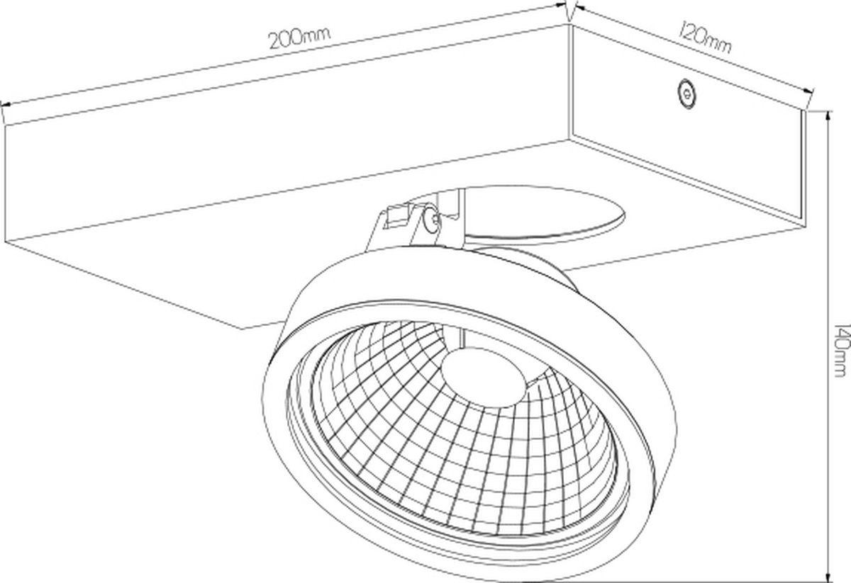 AEON opbouw plafondspot met AR111 12W LED, 2700K warm wit, 1386 lumen, dimbaar, 350° draaibaar, set van 2, wit