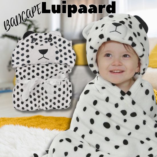 BoefieBoef Dalmatiër Hond Dieren Badcape Baby 0-3 Jaar – Fleece Baby Handdoek met Capuchon – Wikkeldeken & Babydeken – Babycape, Omslagdoek & Badponcho – Jongens & Meisjes – Kraamcadeau – Wit — afbeelding 2
