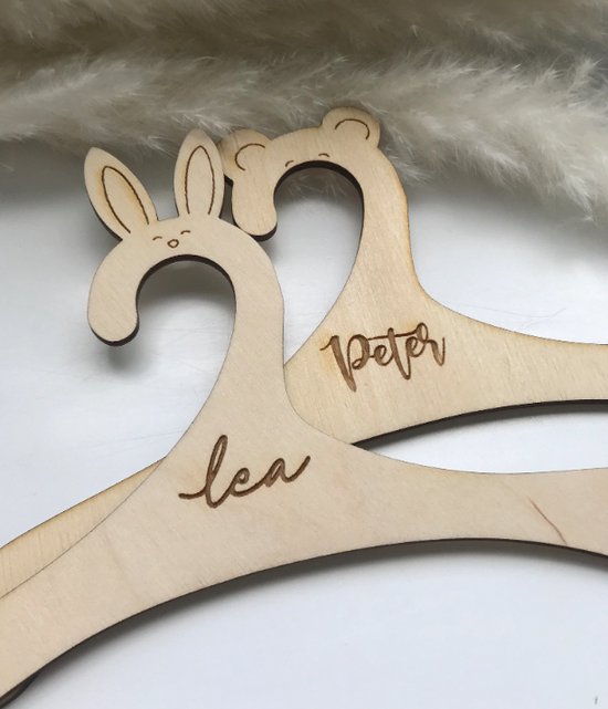10 Cintres Bébé En Bois Forme Ours - Anti-Dérapants, Gain De Place - 22,8x12,1 Cm