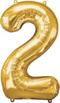 LUQ - Cijfer Ballonnen - Cijfer Ballon 1 Jaar Goud XL Groot - Helium Verjaardag Versiering Feestversiering Folieballon
