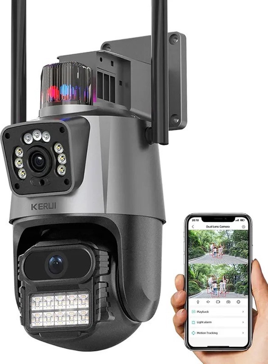 Uzzy M.F Beveiligingscamera - Wifi Smart Waterproof IP66 - Draaibaar en kantelbaar - Voor Binnen & Buiten - Ultra HD 2K - Dome IP Camera - Nachtzicht - Draadloos Internet - Met Recorder