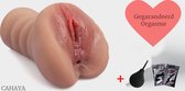 Cahaya - Pocket pussy - Masturbator - Masturbator voor mannen - Vagina & Anus levensechte ervaring - Sextoy voor mannen blank - Gratis cleaning bulb en glijmiddel