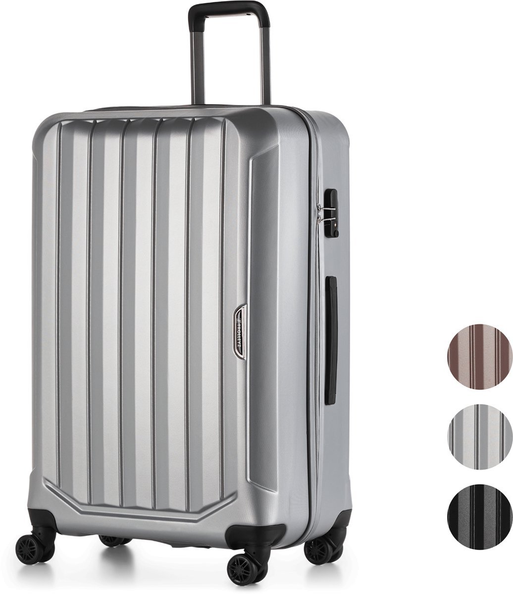 ©TROLLEYZ - Bali No.22 - Reiskoffer 78cm met TSA slot - Dubbele wielen - 360° spinners - 100% ABS - Reiskoffer in Metallic Grey