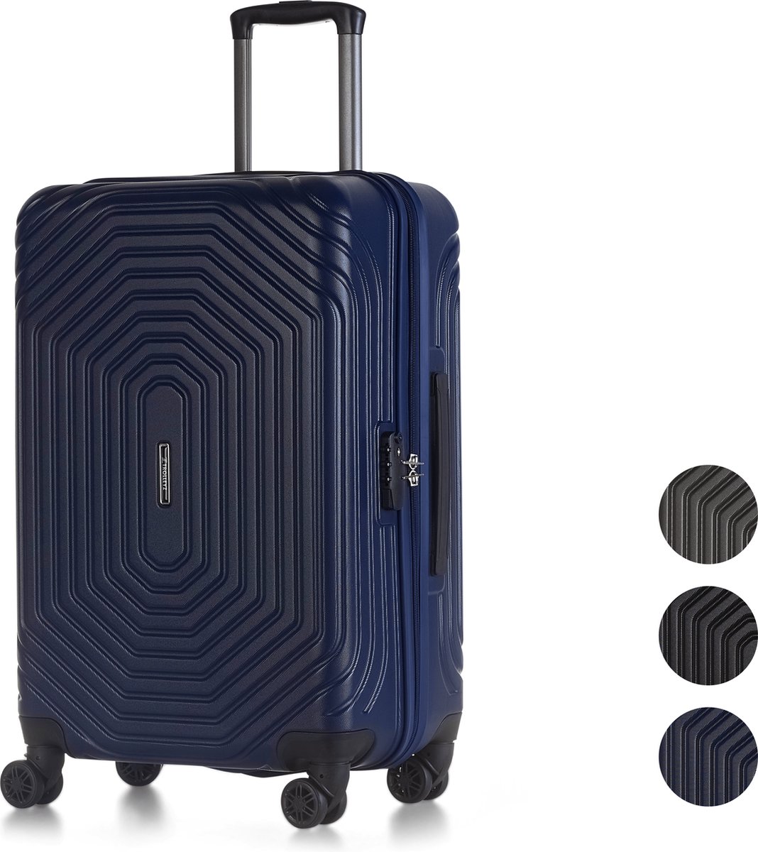 ©TROLLEYZ - Florence No.7 - Reiskoffer 69cm met TSA slot - Dubbele wielen - 360° spinners - 100% ABS - Reiskoffer in Ocean Blue
