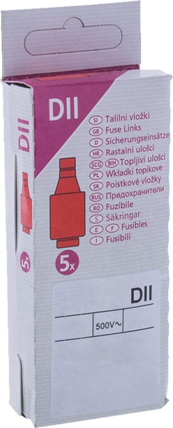 Doos met 5 DII DII zekeringen, 500V~