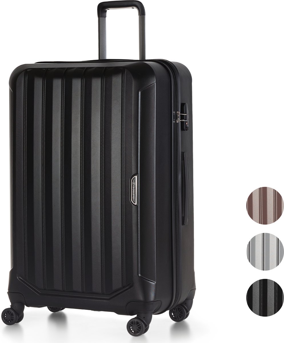 ©TROLLEYZ - Bali No.22 - Reiskoffer 69cm met TSA slot - Dubbele wielen - 360° spinners - 100% ABS - Reiskoffer in Night Black