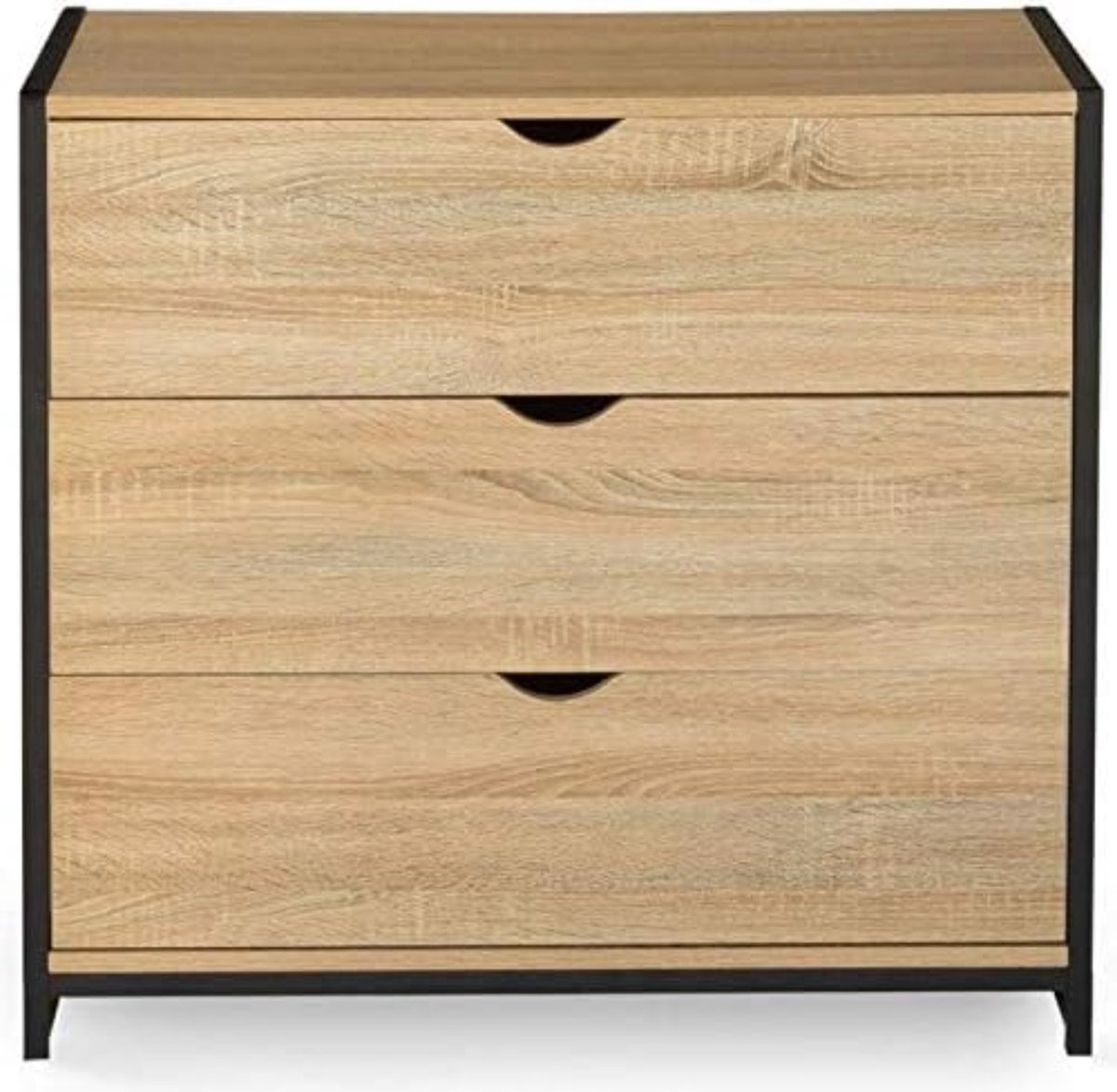 Binz - Commode met 3 laden in spaanplaat van wit eiken | Leen Bakker