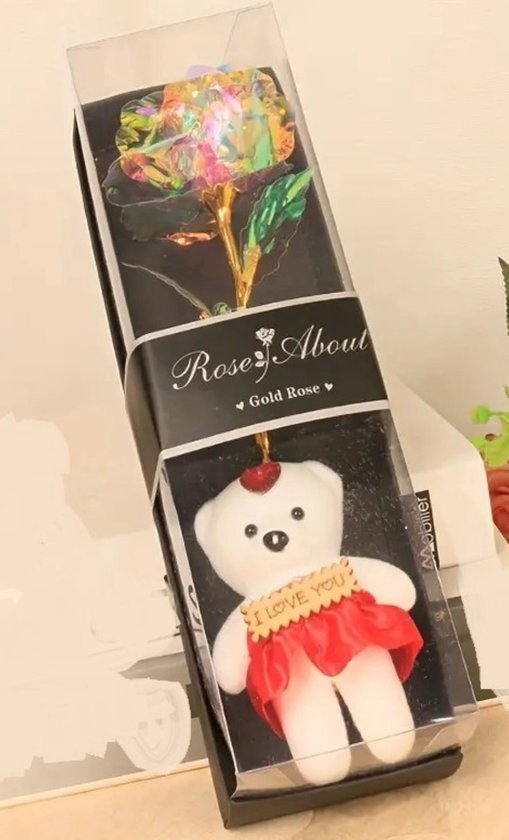 Romantische roos met Beer In Geschenkdoos, | Flower Bouquet | Roos |Zeeproos | Bloemen| Decoratie |Geschenk |Valentijnsdag |Moederdag |Bruiloft | Cadeau |Vrouw cadeau | Verjaardagscadeau | Surprise | Verwen | valentijnCadeau | Kerstcadeau