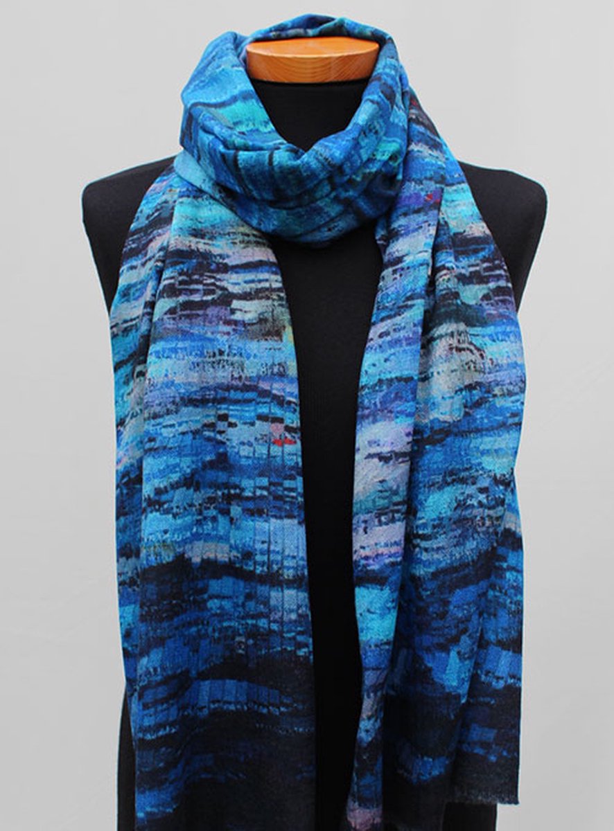 Cashmere sjaal Blauw - Luxe sjaal - 75 x 200 cm