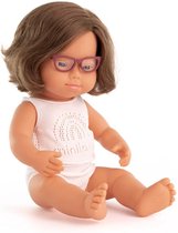 Miniland Babypop Blank Meisje met het Syndroom van Down en een Bril 38cm