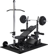 Gorilla Sports Fitnessbank Zwart Met Gewichten 100 kg - Lat Pulley - Puzzelmat - Complete Set Kunststof
