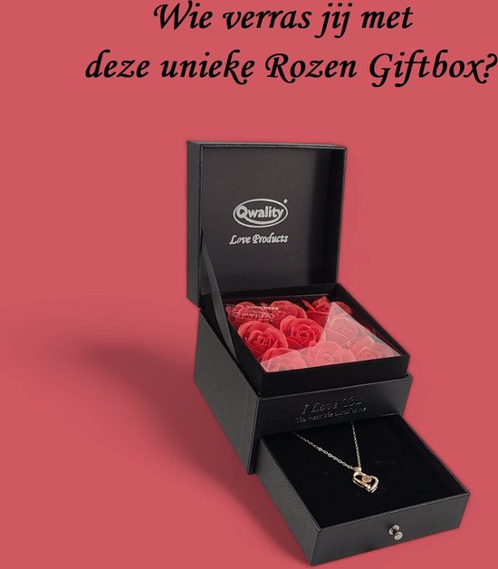 Eeuwige rozen, geschenkdoos met halsketting, Sag Te Amo in 100 talen