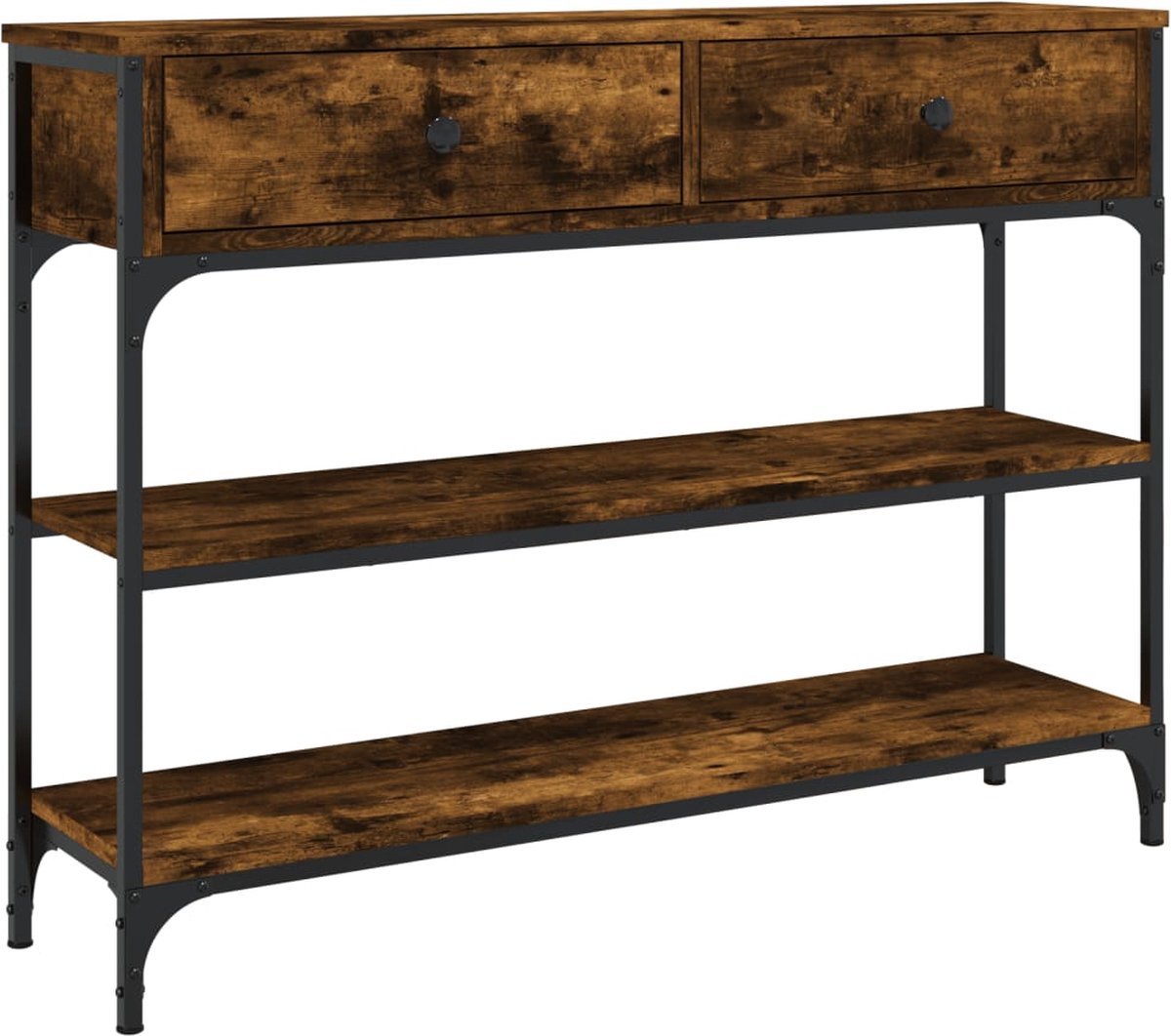 vidaXL Wandtafel - 100x25x75 - cm - bewerkt - hout - gerookt - eikenkleurig Gerookt eiken