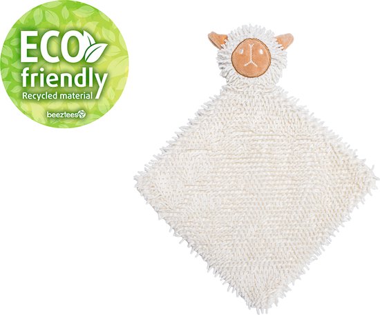 Beeztees Puppy Knuffellap Lu - Puppy Speelgoed - Puppyknuffel - Hondenspeelgoed - Ecologisch - Gerecycled Polyester - Wit - 37x28x4 cm