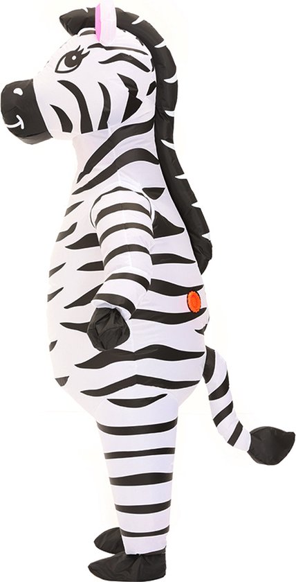 KIMU® Opblaas Kostuum Zebra - Opblaasbaar Pak - Zebrapak Mascotte Opblaaspak - Opblaasbare Gestreept Paard Volwassenen Dames Heren Festival