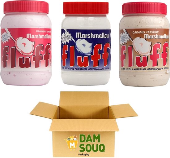Damsouq® Mixpak Marshmallow Fluff Spread (vanille, aardbei, karamel