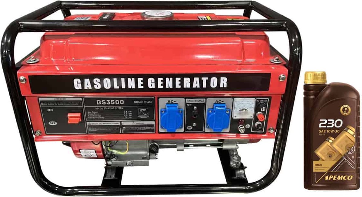 YSONIC BS3500 2.8KW Benzine generator - Schadevrij thuisbezorgd via eigen transportdienst - Aggregaat met Koperen wikkeling - 220V en 12V DC - Inclusief olie - YSONIC