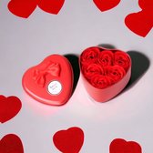 AliRose - Bouquet de Roses - 6 pièces - Savons COEUR Rouge - Savon naturel - Coffret cadeau - Légèrement parfumé - Romance - Romantique - Amour - Amor - Valentine - Cadeau