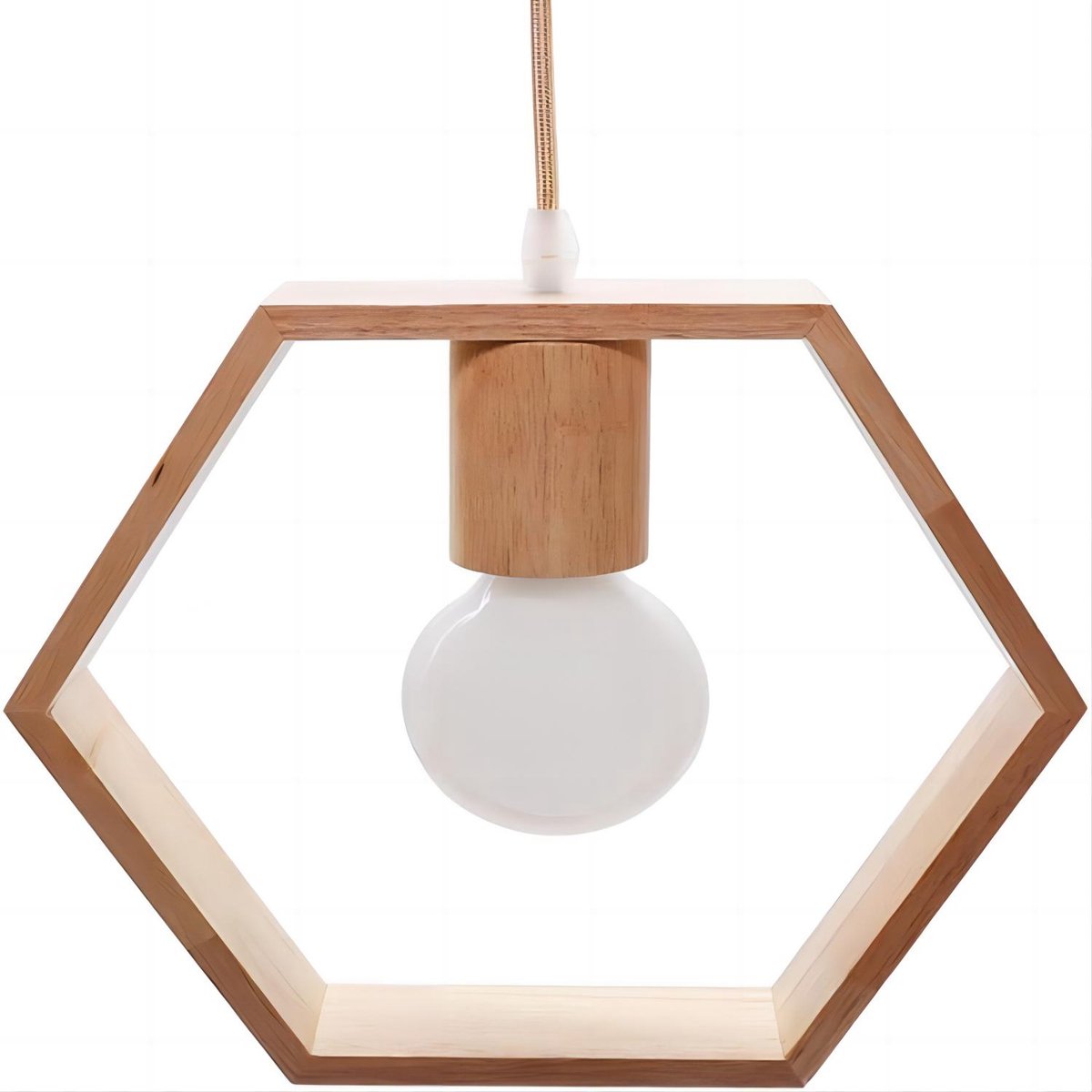 Goeco Hanglamp - 26cm - Medium - Houten - Zeshoekige Geometrische Hanglampen - Zonder Lamp