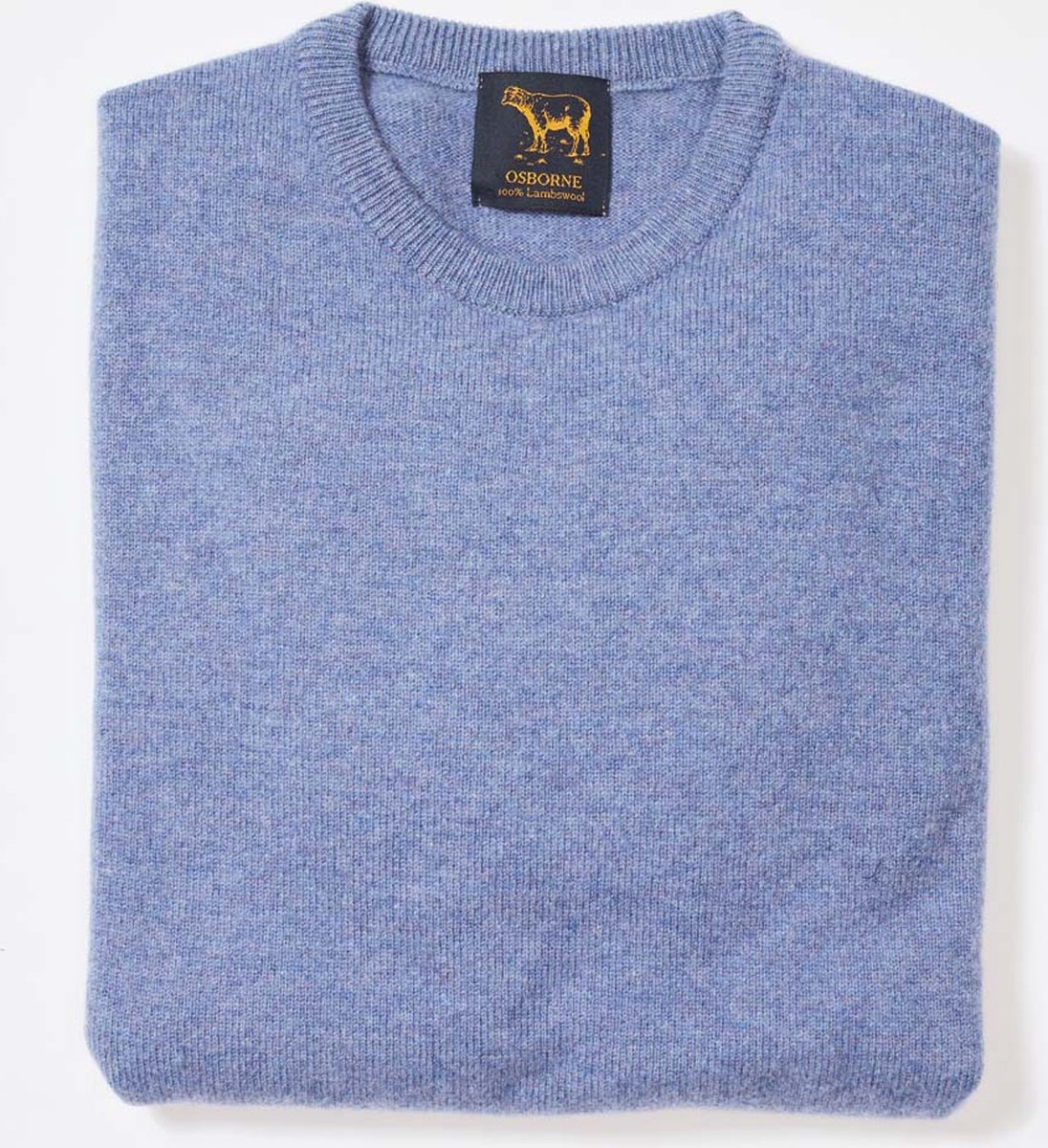 Osborne Knitwear Trui met ronde hals - Sweater heren in Lamswol - Pullover Heren - Blue Lovat - L
