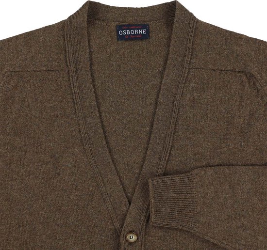 Osborne Knitwear Cardigan avec boutons - Laine d'agneau - Tabac - 4XL