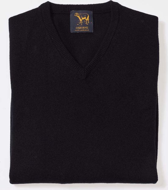 Osborne Knitwear Trui met V hals - Sweater heren in Lamswol - Pullover Heren - Navy - XL