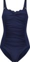 Hunkemöller Dames Badmode Badpak Shaping Scallop - Blauw - maat 38