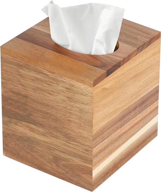 Tissue Box Houder Rechthoekige Tissue Box Moderne Tissue Dispenser Plastic Houten Servet Organizer Geschikt for Home Decoration Navulbaar Zakdoekjes Doos(A-White