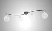 Trango 4-vlam plafondlamp chroomlook 1002-48 *AMELIA* incl. 4x G9 LED lampen 3.000K warm witte lichtkleur badkamerlamp, gangverlichting, keukenlamp, draaibare LED plafondlamp, kroonluchter
