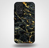 Smartphonica Coque de téléphone pour Samsung Galaxy A72 avec impression marbrée - Coque arrière en TPU design marbre - Or Zwart / Back Cover adaptée pour Samsung Galaxy A72