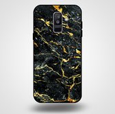 Smartphonica Telefoonhoesje voor Samsung Galaxy A6 Plus 2018 met marmer opdruk - TPU backcover case marble design - Goud Zwart / Back Cover geschikt voor Samsung Galaxy A6 Plus 2018