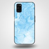 Smartphonica Telefoonhoesje voor OPPO A52 met marmer opdruk - TPU backcover case marble design - Lichtblauw / Back Cover geschikt voor Oppo A52
