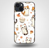 Smartphonica Telefoonhoesje voor iPhone 13 met katten opdruk - TPU backcover case katten design / Back Cover geschikt voor Apple iPhone 13