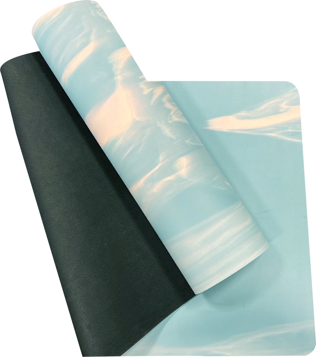 Premium Yoga Mat - Natuurlijk rubber - Fitness mat - Anti slip - Extra Dik - Extra breed - Yoga lessen - blauw - 5mm