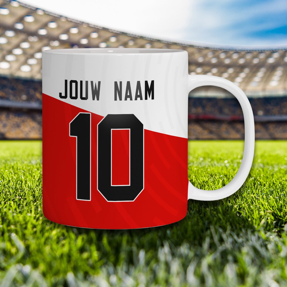 Utrecht Voetbal Mok - Gepersonaliseerd Met jouw Naam en Nummer - Voetbal Shirt Op Mok - 325 ml - Koffiemok - Voetbal Cadeau