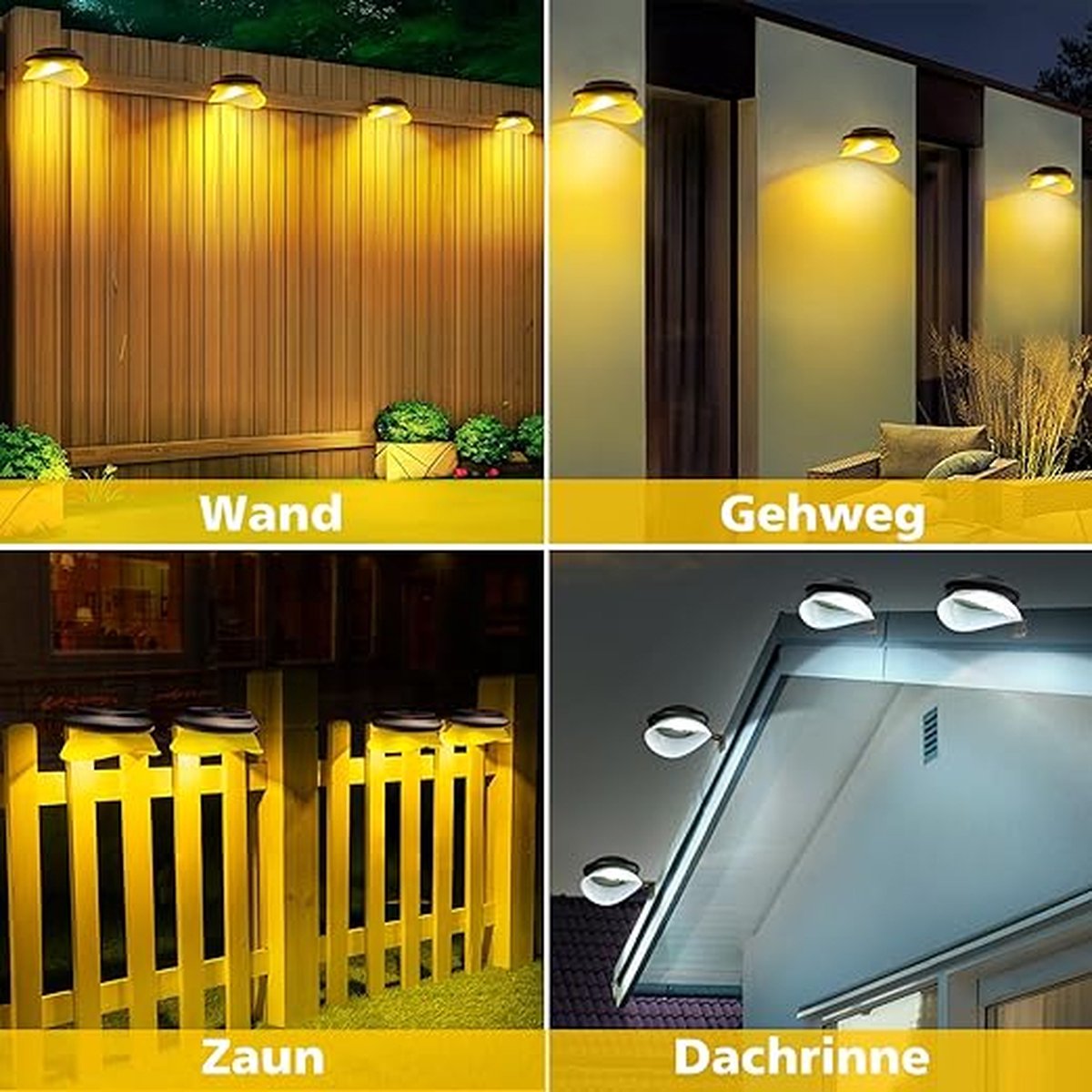 OUSFOT Zonnelamp voor buiten, tuin, 6 stuks, 40 leds, IP65 waterdicht, twee helderheidsniveaus
