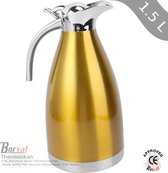 Borvat® - Koffie Pot - Isolatie - Dubbele Muur - Roestvrij Staal - Water - Karaf -Thermische - Thermos - Flessen - goud/zilver - 1.5L