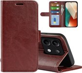 Xiaomi Redmi Note 13 5G Hoesje - MobyDefend Wallet Book Case (Sluiting Achterkant) - Bruin - GSM Hoesje - Telefoonhoesje Geschikt Voor Xiaomi Redmi Note 13 5G