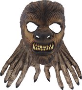 Partychimp Gezichtsmasker Wolf Halloween Masker voor bij Halloween Kostuum Volwassenen - Latex - Bruin - One-size