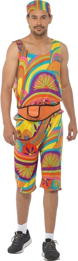 Karnival Costumes Verkleedpak Grappig & Fout Work-Out Heren Carnavalskleding Heren Carnaval - Polyester - Maat M - 4-Delig Vest/Korte Broek/Hoofdsjaal/Tasje