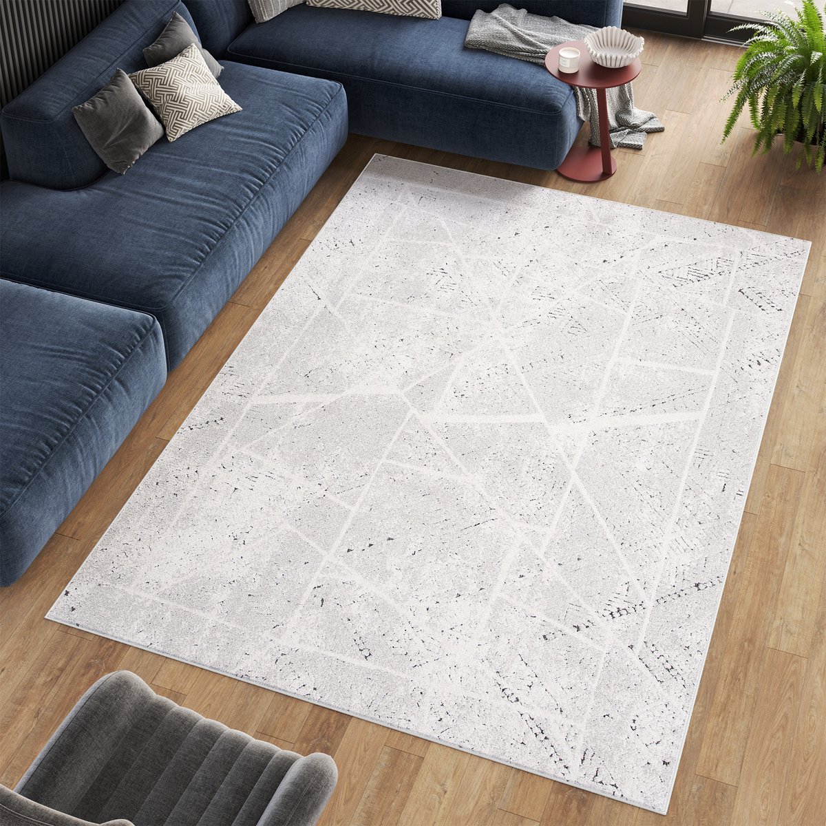 Tapiso Lotus Vloerkleed Creme Lijnen Modern Woonkamer Laagpolig Tapijt Maat- 200x300 Creme 3