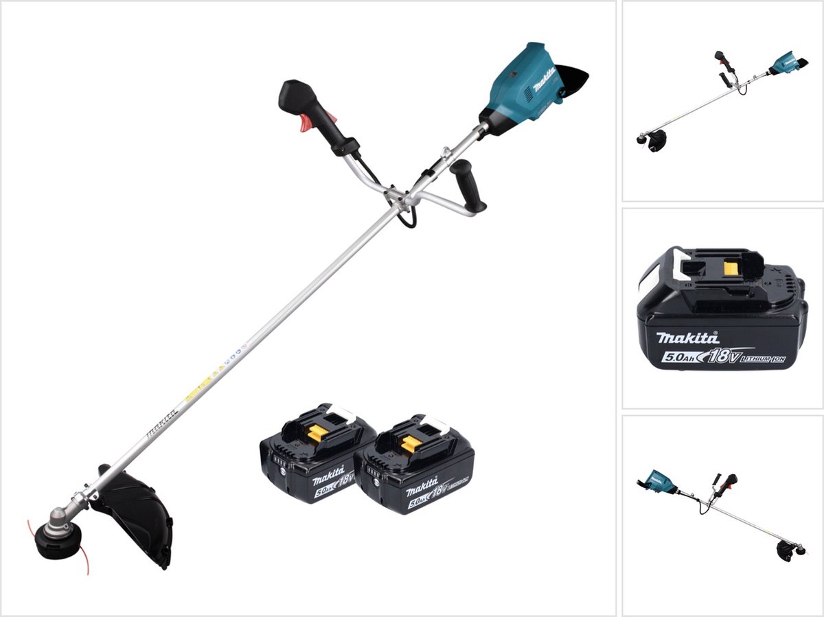 Makita DUR 369 AT2 accu bosmaaier 36 V ( 2x 18 V ) 43 cm borstelloos + 2x accu 5.0 Ah zonder lader