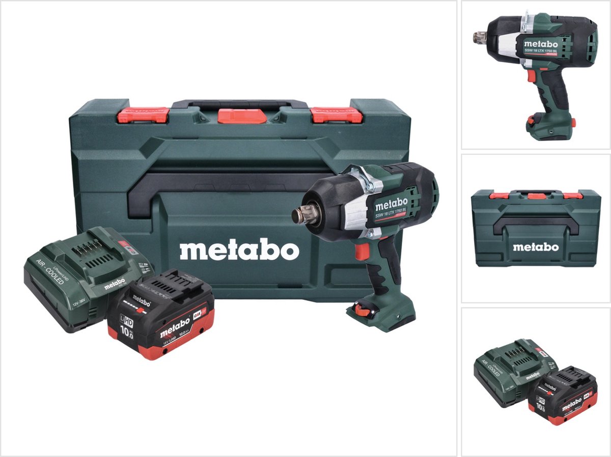 Metabo SSW 18 LTX 1750 BL accuslagmoersleutel 18 V 1750 Nm 3/4" borstelloos + 1x oplaadbare accu 10.0 Ah + lader + metaBOX
