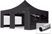 5x5 m Easy Up partytent Vouwpaviljoen PVC brandvertragend met zijwanden (4 panorama), PROFESSIONAL alu 50mm, zwart