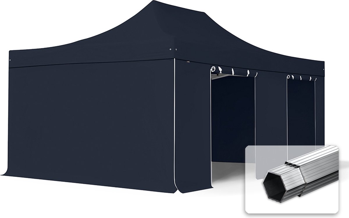 4x6 m Easy Up partytent Vouwpaviljoen met zijwanden, PROFESSIONAL alu 50 mm, zwart